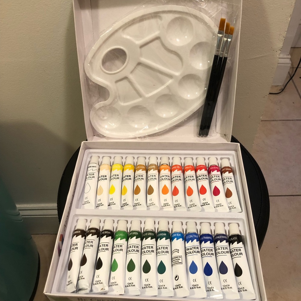 SOLD Watercolor Art Set - Paints, Palette, Brushes